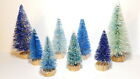 LOT 8 Mini Assorted BLUE & Metallic Miniature Sisal Bottle Brush Christmas Trees