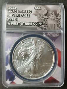 New Listing2021 $1 American Silver Eagle Dollar Type 1 ANACS MS70