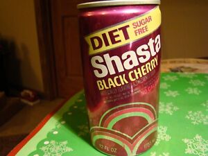 Vintage 12 Oz. Shasta Diet Black Cherry Soda Can.