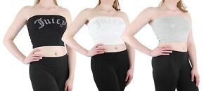 Juicy Couture Tube Top Cropped Women's Black Label Gothic Crystal Logo