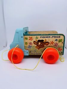 Vintage 1965 Fisher Price Milk Wagon #131 Pull Toy Wood Truck No Milk Cans