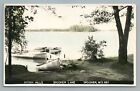 Indian Hills Boat Pier SPOONER LAKE Wisconsin RPPC Hand Tinted Vintage Photo '50