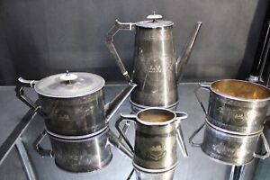 1849 Elkington Mason & Co Silverplate Coffee & Tea Pot Creamer & Sugar (4 Pcs)