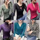 Western Women Long Sleeve Slim Party Cocktail Pullover Basic Tops Blouse T-shirt