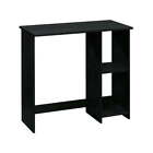 Small Space Writing Desk with 2 Shelves, True Black Oak Finish