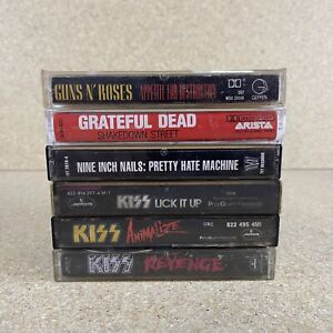 Vintage Rock N Roll Cassette Tapes Lot Of 6 Greatful Dead KISS Nine Inch Nails