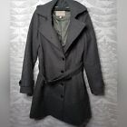 Banana Republic Trench Coat Wool Blend Charcoal Grey Belted Military