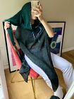 Vintage Forest Green Wool Mohair Handmade Poncho Hooded Jumper