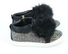 Sam Edelman Girls Bella Hira Sneakers Shoes Glitter Pom Pom Size 3 Black