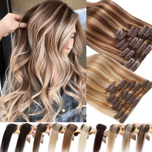 CLEARANCE 100% Human Hair Extensions 8 Pieces Clip In Real Remy Hair FULL HEAD