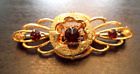 STUNNING ANTIQUE ESTATE VICTORIAN 1800'S GOLD TONE RED STONE 1 3/8