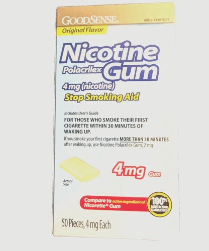 Good Sense Nicotine Gum Polacrilix 4mg Original 50 Count Sealed 2025 Expiration