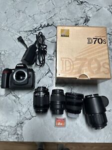 New ListingNikon D D70 6.1MP Digital SLR Camera With 4 Lenses Memory Card Battery Charger