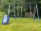 Kids Outdoor Metal Swing Slide Glider Trapeze Set Childrens Backyard Playground