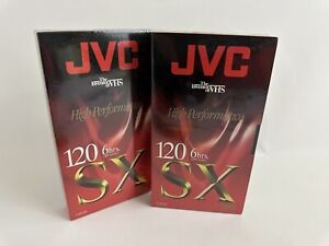 New ListingLot of 2 JVC VHS Tapes T-120 SX Blank High Performance New & Sealed