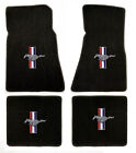 NEW! 1965-1973 Black Floor Mats Mustang Pony Bars Embroidered Logo on all 4 mats (For: 1966 Mustang)