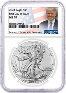 2024 $1 Silver Eagle NGC MS70 First Day of Issue Donald J. Trump Label