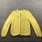 Vintage Mohair Wool Blend Cardigan Sweater Women Smalll Yellow 60s 70s Italy