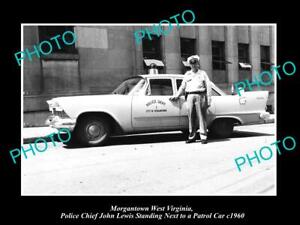 OLD LARGE HISTORIC PHOTO OF MORGANTOWN WEST VIRGINIA THE POLICE DEPT CAR c1960