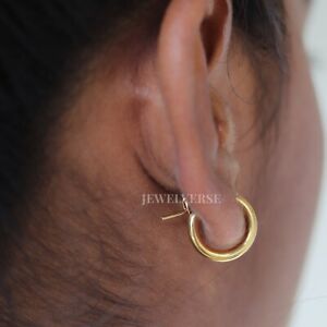 14k Gold-Plated Simple Hoop Earrings-Lightweight Daily Wear Huggie Hoop Earrings
