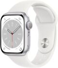 Apple Watch Series 8 41mm Silver Aluminum - White Sport Band MP6L3LL/A *NEW* S/M
