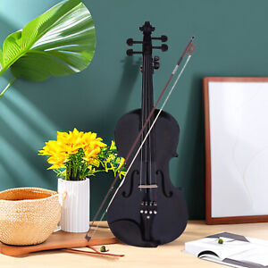 4/4 Full Size Black Solid Wood Violin Set w/ EQ, Shoulder Rest, Electronic Tuner