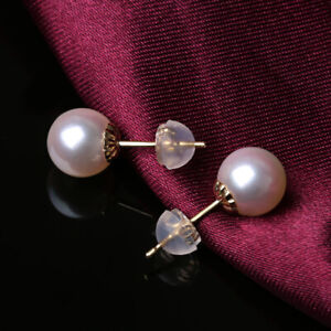 7.5-8mm Japanese Akoya Pearl Stud Earrings 18K Solid Yellow or White Gold bridal