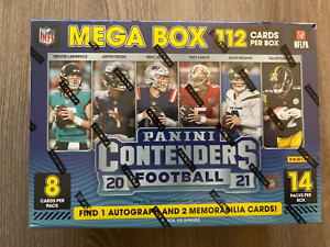 2021 panini contenders football mega box sealed, 1 AUTO, 2 Memorabilia cards!!!!