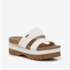 NEW REEF Banded Horizon 2.5 Platform Slide Sandals, Slip Ons in White, Size 10