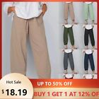 Summer Womens Cotton Linen Baggy Solid Casual Harem Pants Trousers Cropped Capri