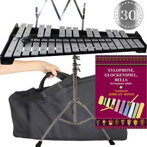 30 Keys F - F Professional Glockenspiel with Stand, Carrying Bag, 45 Songs Ebook