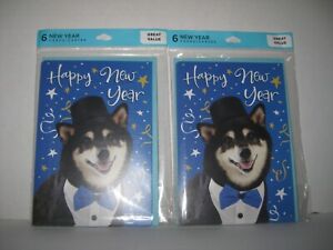 2 Packages Happy New Year Cards 12 Cards total with envelopes Free Ship
