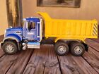 Bruder Mack Granite Dump Truck - Germany, 19.5” Long Blue Yellow Excellent
