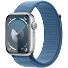 Apple Watch Series 9 45mm GPS Silver Case w/ Winter Blue Sport Loop MR9F3LL/A