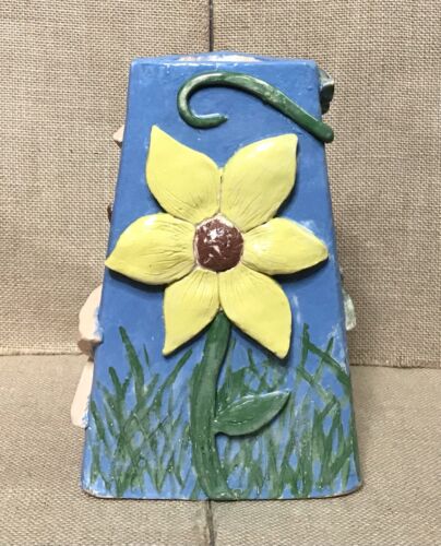 New ListingVintage Art Pottery 3D Sunflower Butterflies Vines Vase Whimsical Eclectic OOAK