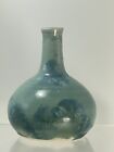 New ListingCrystalline Teal Glaze Pottery Vase Signed Vintage