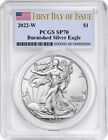 2022 W Burnished American Silver Eagle - PCGS SP70 First Day Of Issue