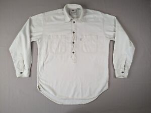 Vintage Levis Popover Frontier Shirt Adult Medium Beige Herringbone