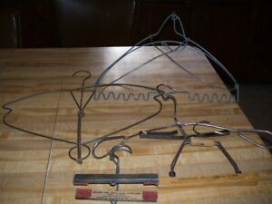 (CP) Lot of Antique Wood & Wire Clothes Hangers Some with Advertising
