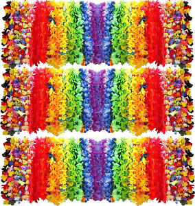 150 Pieces Hawaiian Luau Leis Bulk,Tropical Flower Necklace for Hawaii Party Dec