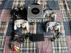 Nintendo DOL-001 GameCube Console Silver w/ 4 Controllers and Memory Cards