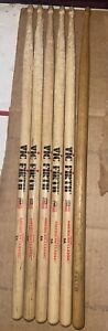 3 pair VIC FIRTH American Classic 5A Hickory Drum sticks Wood Tips Good And Fair