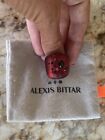 100% Authentic Alexis Bittar Rare Red Lucite Red Multi Diamond Dust Block Ring