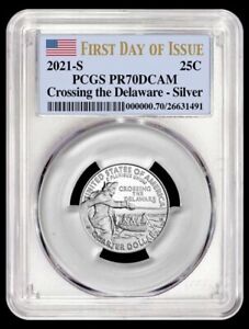 2021 S Silver Proof Washington Crossing the Delaware Quarter PCGS PR70 First Day