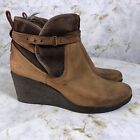 UGG Australia Emalie Women's Size 7M Shoes Brown Leather Zip Comfort Wedge Boots