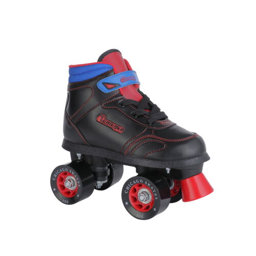 Boys' Quad Roller Skates Black/Red/Blue Sidewalk Skates, Size 2