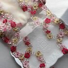 1 Yard Flowers Bilateral Embroidered Tulle Lace Trim Sewing Dress Bra DIY Craft