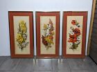 Vintage Set of 3 Robert Laessig Flowers Framed Print Mid Century Retro Wall Art