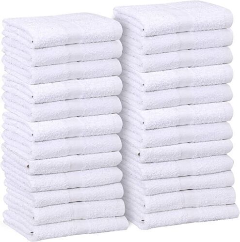 Hand Towels Set 15x25 Inch White Cotton Blend Bulk Pack Golf Gym Spa Salon Towel