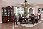 Antique Traditional Brown Cherry Dining Room 9p Dining Set Table w Leaves Chairs